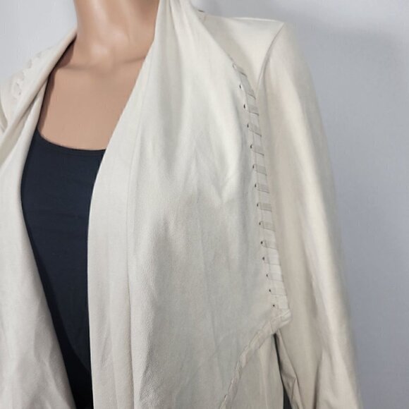 Coldwater Creek Women's Cream Faux Suede Western/Boho Open Jacket Size M - Picture 3 of 13